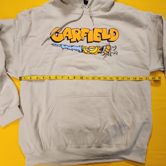 Garfield Nickelodeon Scratching Claws Hanging On Hoodie Sweatshirt Beige Size L - Picture 6 of 10